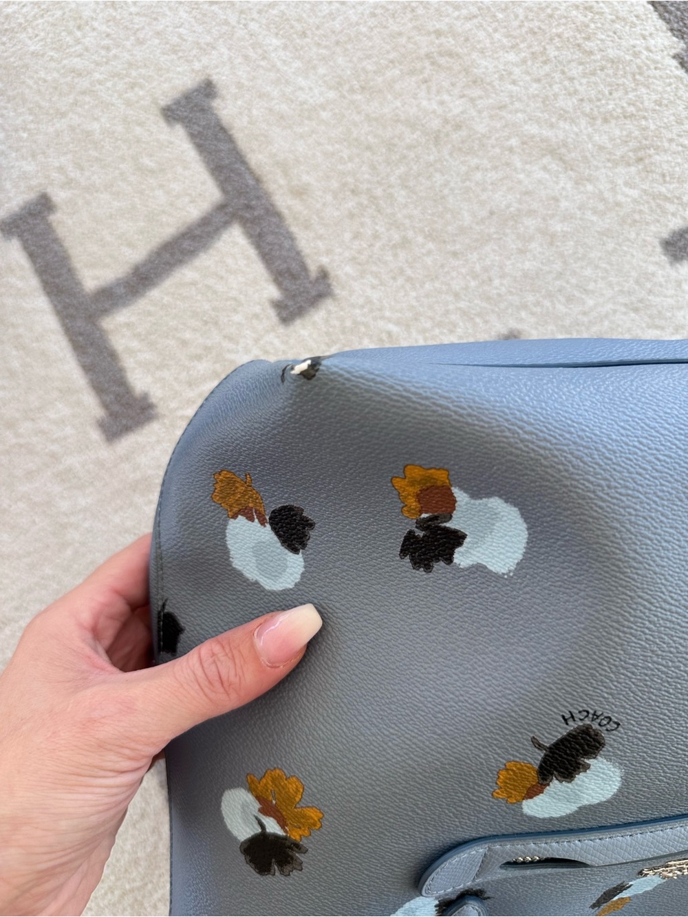 Coach Floral Print Leather Tote Bag in Light Blue 2016 Coach Taylor tote - Picture 8 of 16